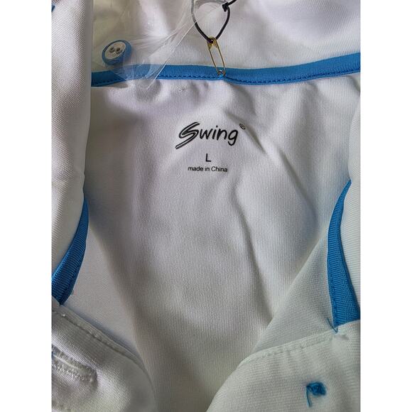 SWING CONTROL White Royal Blue Accents NEW Active Outdoor Golf Polo Top SZ L NWT - Picture 4 of 8
